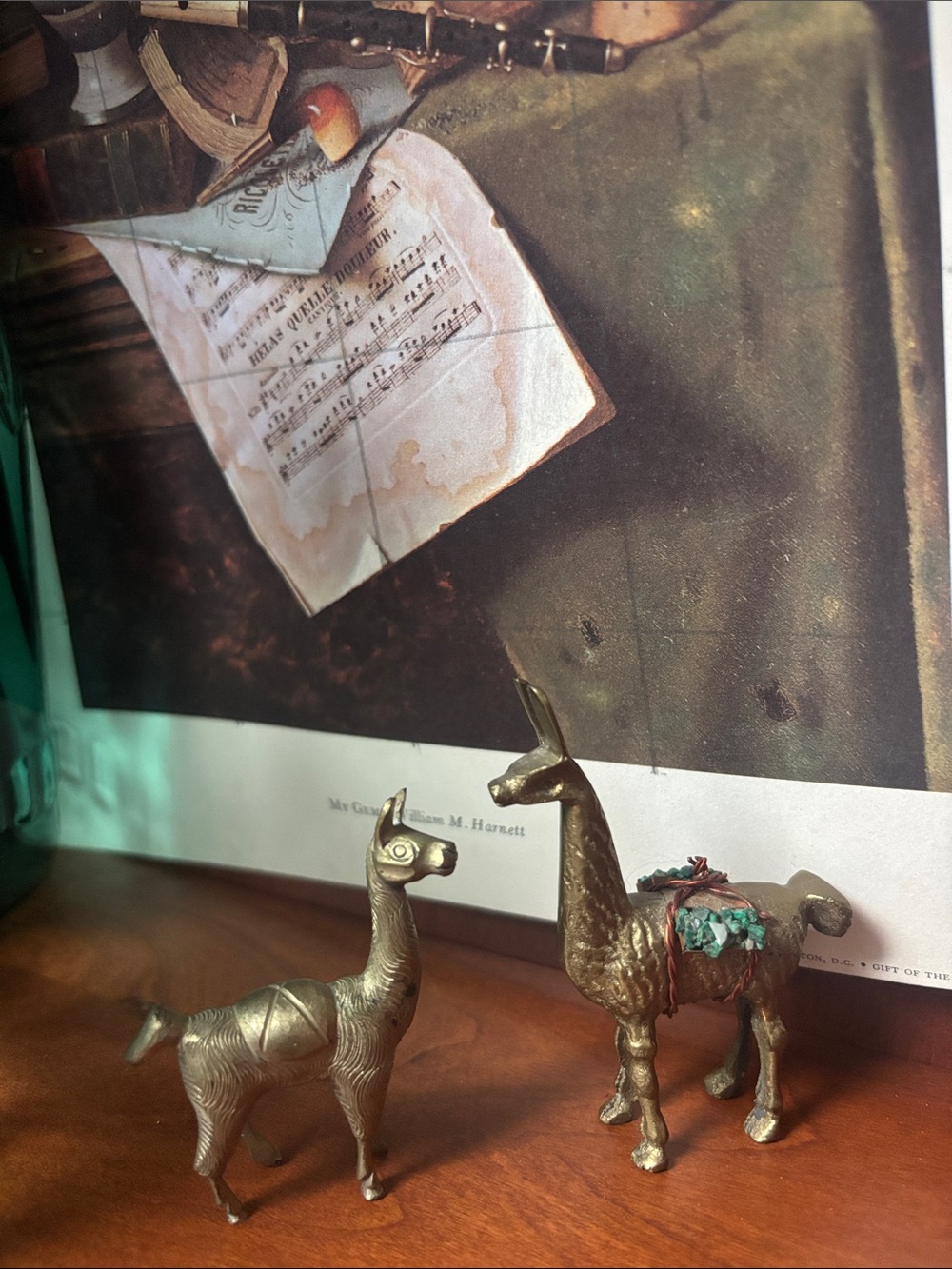 Vintage Miniature Solid Brass Llama, Alpaca Figurine, pair